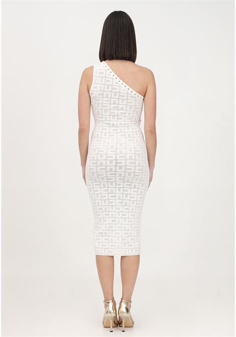 White midi dress for woman with labyrinth motif in mesh stitch ELISABETTA FRANCHI | AM57B31E2360