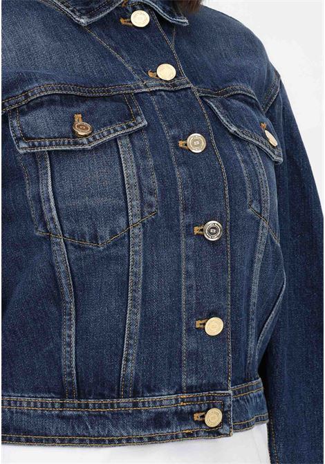 Women's blue denim jacket with embroidered patch ELISABETTA FRANCHI | BJ16D31E2139