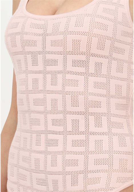 Elegant pink women's body with labyrinth pattern in mesh stitch ELISABETTA FRANCHI | Body | BK45B31E2BA7