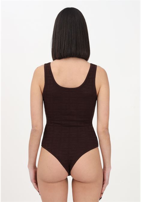 Elegant brown body for women with labyrinth pattern in net stitch ELISABETTA FRANCHI | Body | BK45B31E2D88