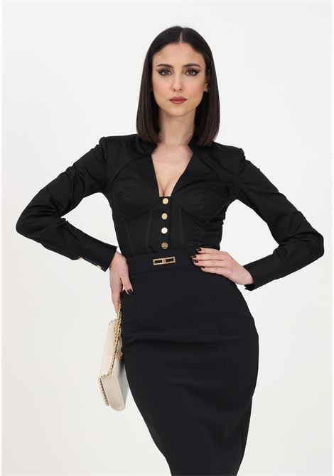 Camicia elegante nera da donna a taglio bustier ELISABETTA FRANCHI | Camicie | CA00731E2110