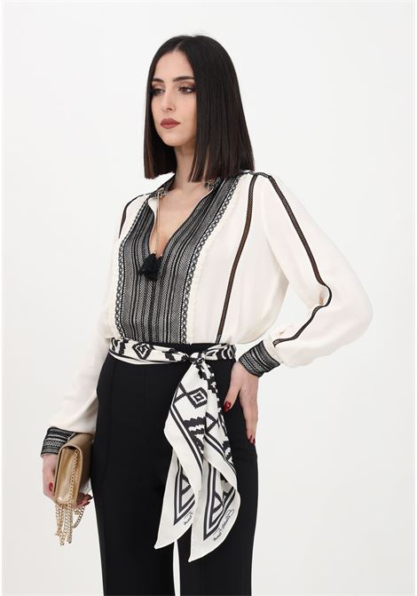 Women's butter blouse with lace work ELISABETTA FRANCHI | Blouse | CA03332E2E84