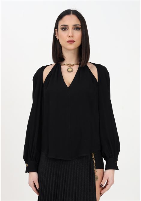 Women's black blouse with necklace ELISABETTA FRANCHI | Blouse | CA03832E2110