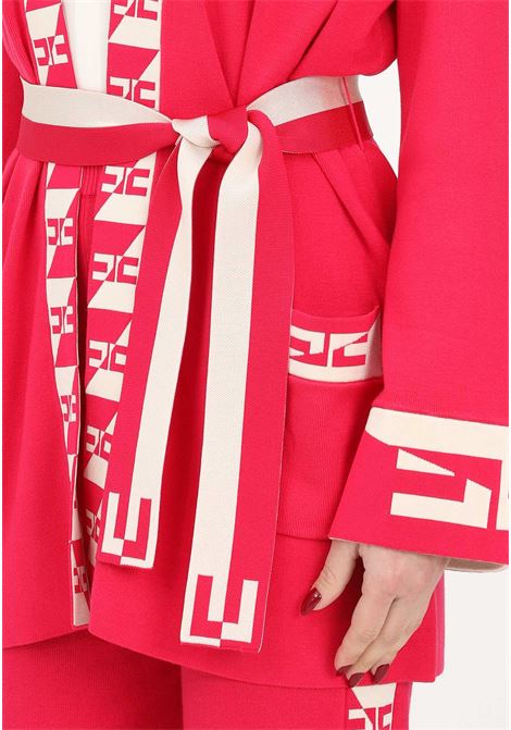 Fuchsia cardigan for women with logo bands ELISABETTA FRANCHI | Cardigan | MK19S31E2560