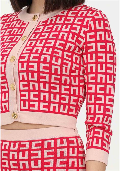 Fuchsia cardigan for women with labyrinth motif and logoed buttons ELISABETTA FRANCHI | Cardigan | MK33Z31E2BB8