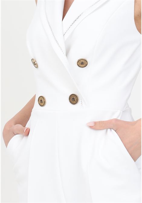 Tutina elegante bianca da donna a doppiopetto ELISABETTA FRANCHI | Tute | TU03432E2360