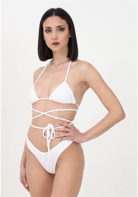 Bikini bianco da donna bordato con treccine F**K | Beachwear | FK23-0300WH.