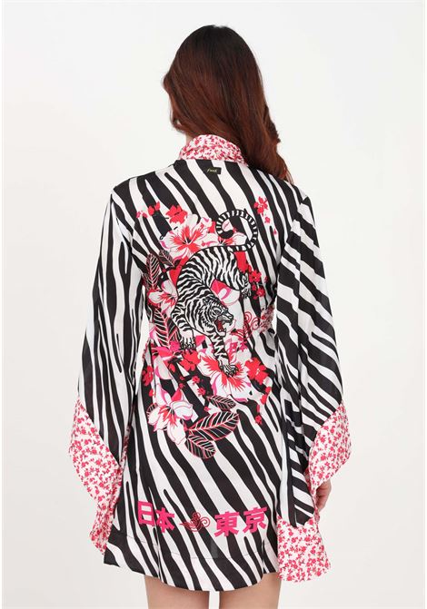 White kimono for women with animalier and floral pattern F**K | FK23-0606X1.