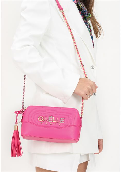 Fuchsia women's shoulder bag with logo GAELLE | Bag | GBADP4195FUCSIA