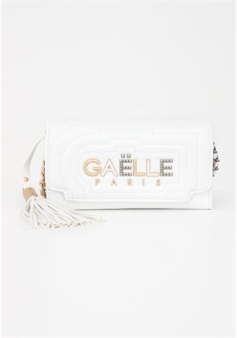 White women's clutch bag with logo and pendant GAELLE | Bag | GBADP4197BIANCO