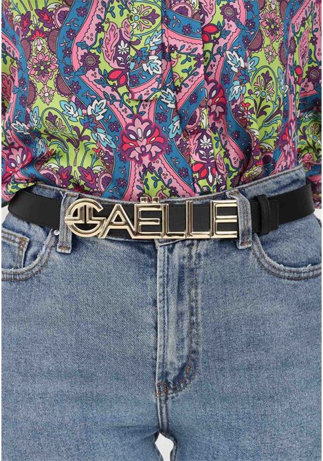 Cintura nera da donna con logo GAELLE | Cinture | GBADP4311NERO ORO
