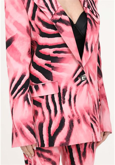Elegant pink women's jacket with animalier pattern GAELLE | Blazer | GBDP16210ROSA FENICOTTERO
