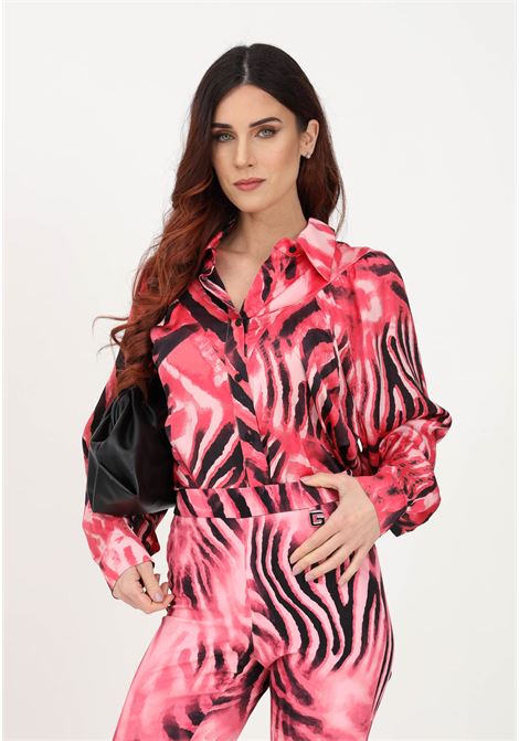 Camicia casual rosa da donna con fantasia animalier GAELLE | Camicie | GBDP16217ROSA FENICOTTERO