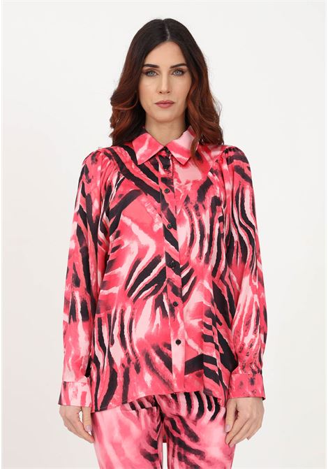 Pink casual shirt for women with animalier pattern GAELLE | Shirt | GBDP16217ROSA FENICOTTERO