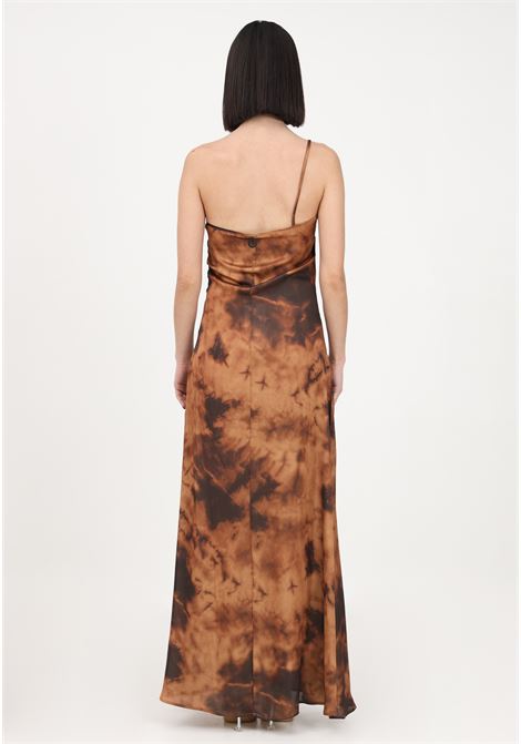Women's long brown lingerie dress in satin with smoke effect GAELLE | Dress | GBDP16329BEIGE SABBIA
