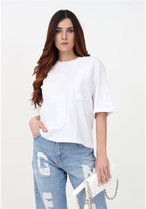 Casual white women's T-shirt with tonal logo embroidery GAELLE | T-shirt | GBDP17096BIANCO