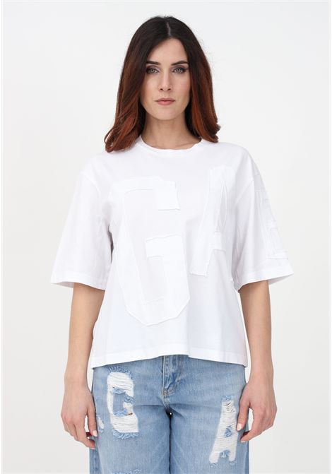 Casual white women's T-shirt with tonal logo embroidery GAELLE | T-shirt | GBDP17096BIANCO