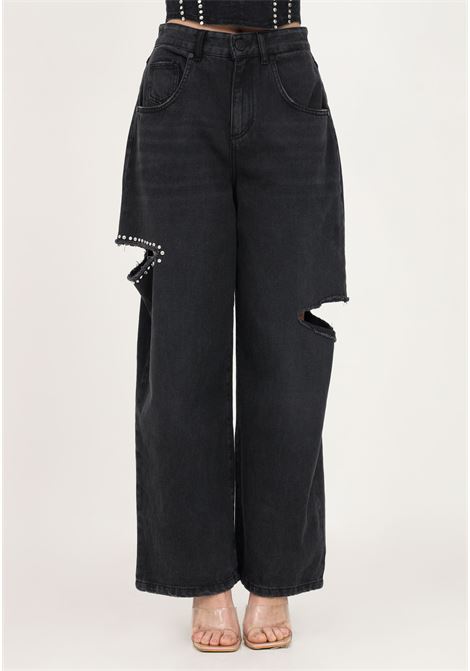 Women's black jeans with side cuts and studs GAELLE | Jeans | GBDP17130NERO