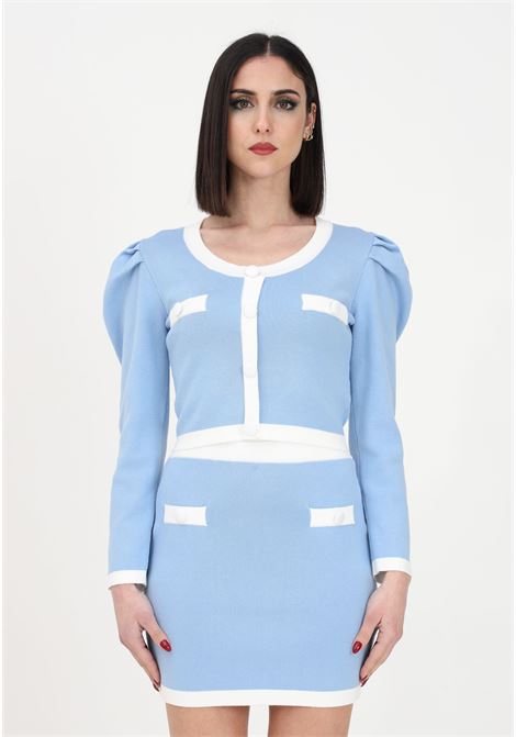 Women's light blue cardigan-effect crew-neck sweater GLAMOROUS | AN4419az38
