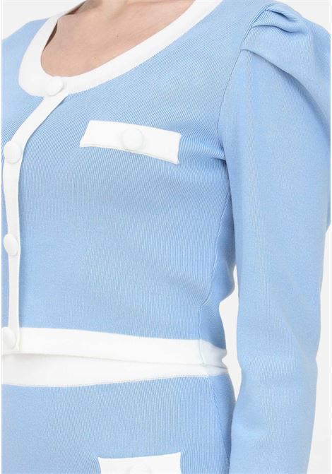 Women's light blue cardigan-effect crew-neck sweater GLAMOROUS | AN4419az38