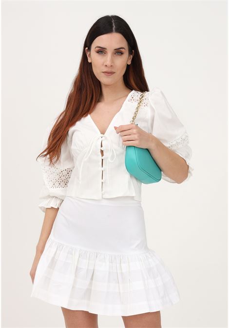 Women's white casual shirt with broderie anglaise GLAMOROUS | Shirt | CK6956A11