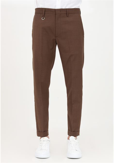 Elegant brown tailored trousers for men with turn-ups GOLDEN CRAFT | Pants | GC1PSS236575M074