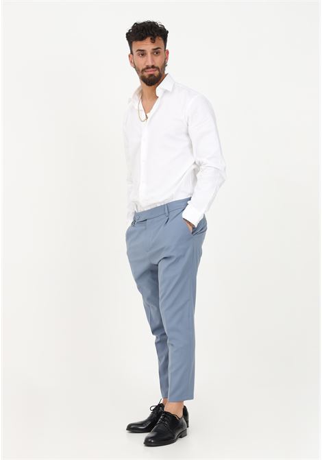 Elegant light blue trousers for men with frontal pleats GOLDEN CRAFT | Pants | GC1PSS236583E061