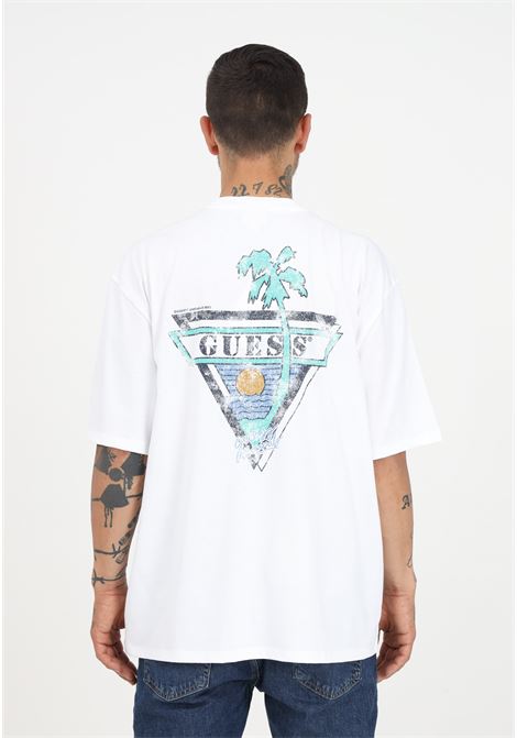 White casual t-shirt for men and women with logo print GUESS | T-shirt | EM3YI43K9XF1G011
