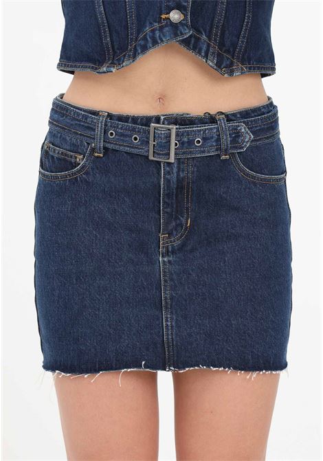 Women's dark denim short skirt with waist belt GUESS | Skirt | EW3YG14D4XY0F9YD