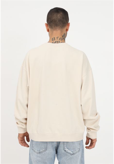 Beige crewneck sweatshirt for men with logo embroidery GUESS | Sweatshirt | HM2BQ09K9YH1F0J1
