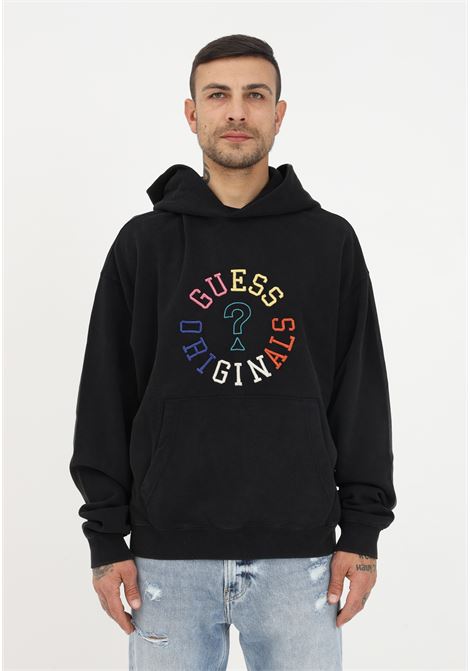 Men's black hooded sweatshirt with logo embroidery GUESS | Sweatshirt | M2RQ26KBJ31JTMU