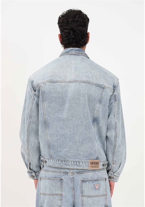 Men's denim jacket with logo patch on the bottom GUESS | M3GG77D4XY0F7WO