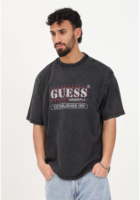 Men's black casual t-shirt with front logo print GUESS | T-shirt | M3GI31K9XF3JTMU