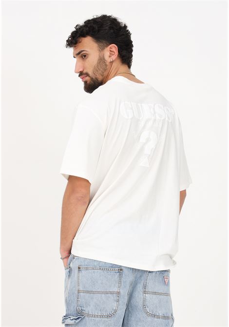 Men's white casual t-shirt with raised back logo print GUESS | T-shirt | M3GI71K9XF3G056