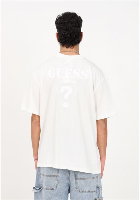 T-shirt casual bianca da uomo con stampa logo rialzata sul retro GUESS | T-shirt | M3GI71K9XF3G056