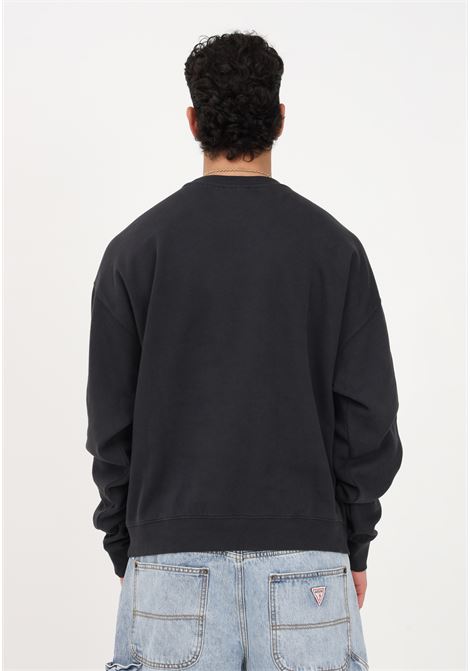 Black crewneck sweatshirt for men with logo embroidery GUESS | SM2BQ09K9YH1JTMU