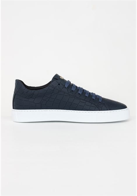 Men's blue casual sneakers with crocodile motif and contrasting sole HIDE & JACK | Sneakers | IBKLBLUWHTESSENCE BLUE WHITE