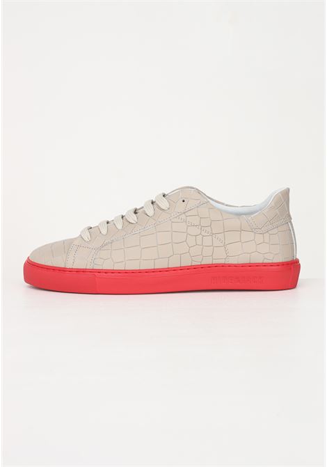 Men's beige casual sneakers with crocodile motif and contrasting sole HIDE & JACK | Sneakers | IBKLSNDREDESSENCE SAND RED