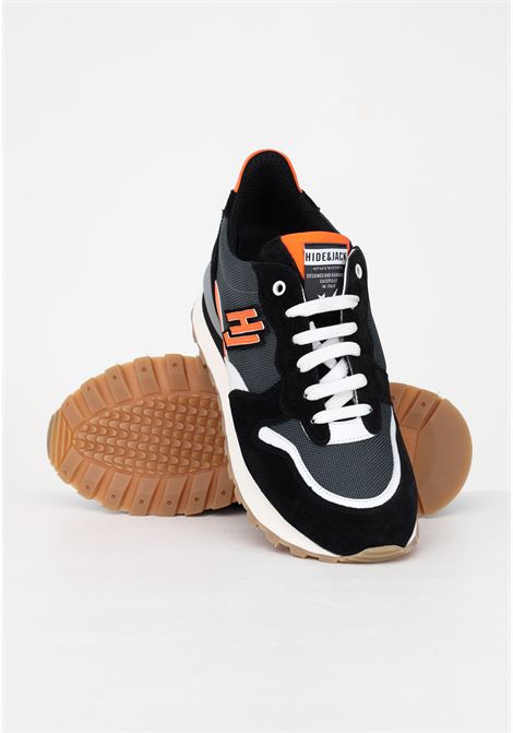 Black casual sneakers for men with inserts and contrasting HJ logo HIDE & JACK | Sneakers | OVERBLKORGRUNNING OVER BLACK ORANGE