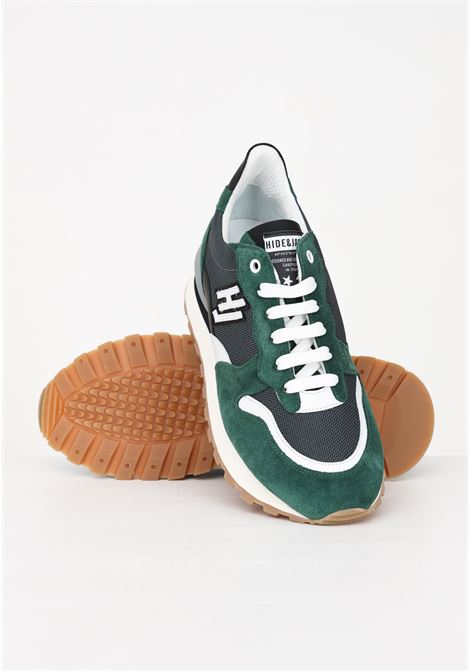 Men's green casual sneakers with HJ monogram logo HIDE & JACK | Sneakers | OVERGRNGRYRUNNING OVER GREEN GREY