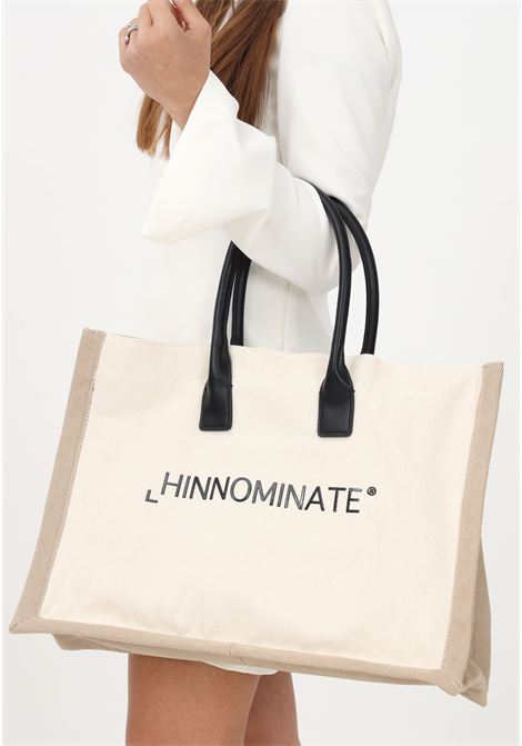 Borsa mare beige da donna con logo HINNOMINATE | Borse | HNA132OFF WHITE