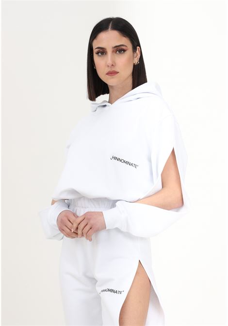 White women's hooded sweatshirt with slits along the sleeves HINNOMINATE | HNW630BIANCO