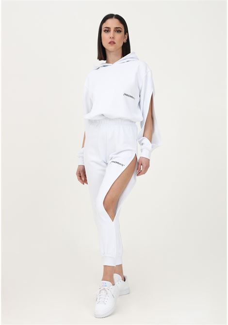 Pantalone sportivo bianco da donna con stampa logo e spacchi laterli HINNOMINATE | Pantaloni | HNW632BIANCO