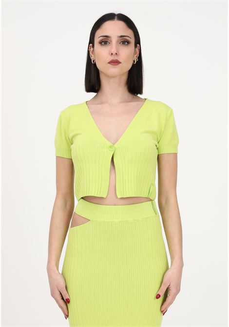 Women's lime cardigan with ribbed bottom HINNOMINATE | Cardigan | HNW864VERDE MELA
