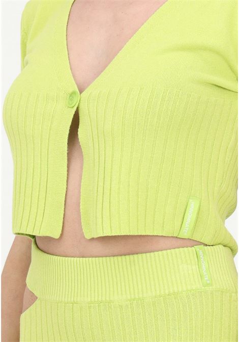 Women's lime cardigan with ribbed bottom HINNOMINATE | Cardigan | HNW864VERDE MELA
