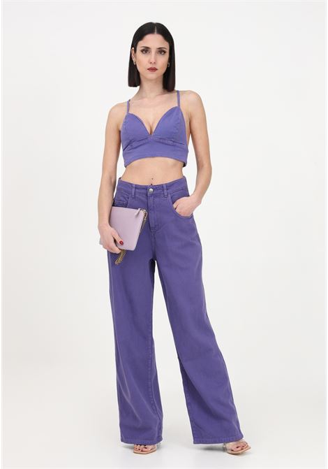 Purple denim jeans for women with wide flared cut HINNOMINATE | Jeans | HNW888AMETISTA