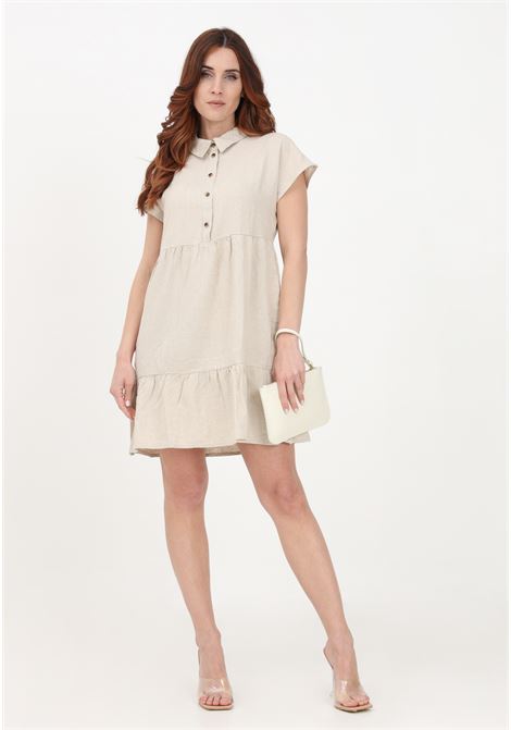 Short beige linen dress for women JDY | 15254625OATMEAL