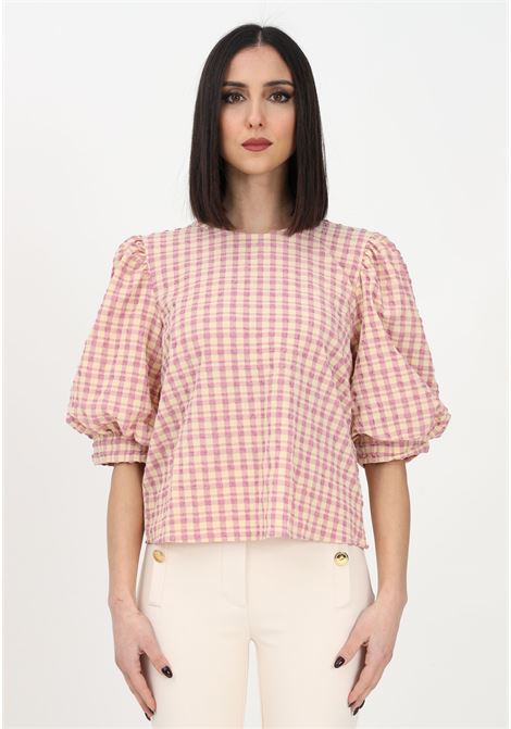 Blusa bicolore da donna con motivo a quadretti JDY | Bluse | 15287330PURPLE ROSE