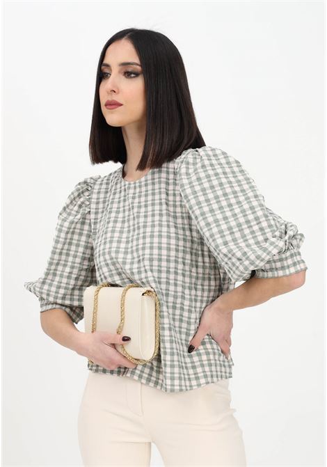Women's two-tone blouse with checked pattern JDY | Blouse | 15287330DESSERT SAGE
