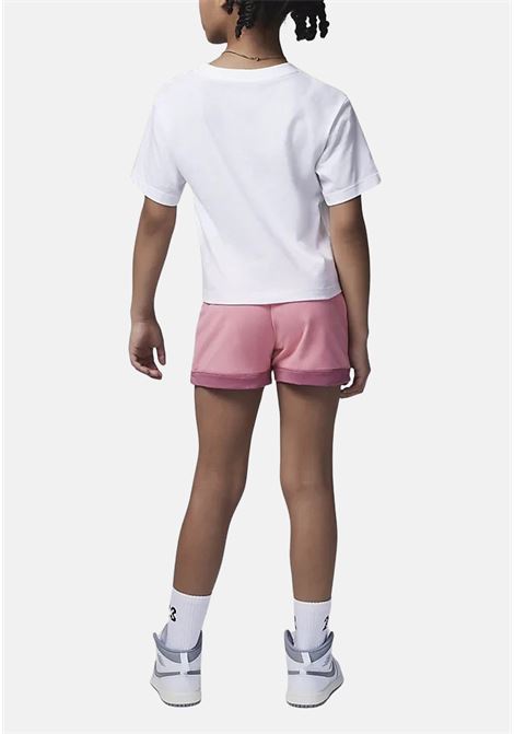 Completino bianco e rosa da neonato con t-shirt e shorts JORDAN | 15C407A7L